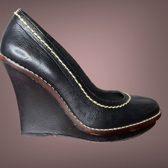 True Religion|Womens|Wedge Heels Shoes|Size 8.5|Black|100% Leather|Platform - Picture 10 of 15